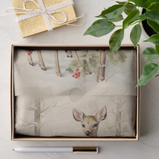  herten Kerstwinter verouderd decoupage Tissuepapier (Geschenk)