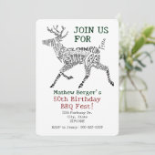 Herten knippen Word Cloud Typografie Verjaardag Kaart (Staand voorkant)