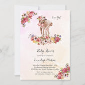 Herten Konijn Baby shower Boho Chic Floral Kaart (Voorkant)