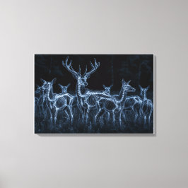 Herten kudde nacht X-Ray Canvas Afdruk