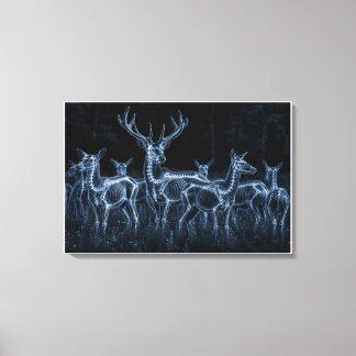 Herten kudde nacht X-Ray Canvas Afdruk