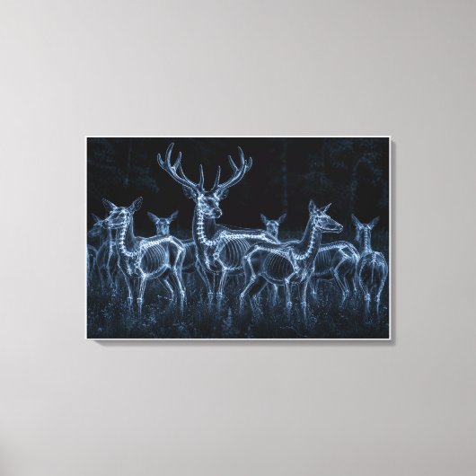 Herten kudde nacht X-Ray Canvas Afdruk (Voorkant)