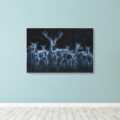 Herten kudde nacht X-Ray Canvas Afdruk (Insitu (Houten vloer))