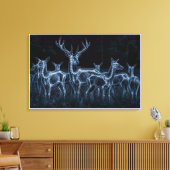 Herten kudde nacht X-Ray Canvas Afdruk (Insitu (Woonkamer))