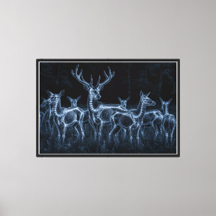 Herten kudde nacht X-Ray Canvas Afdruk