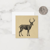 Herten kunst uit het verleden geïllustreerd hert notitiekaartje (Voorkant / Achterkant in situ)
