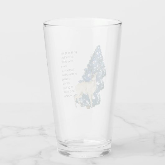 Herten laten voetafdrukken achter in de sneeuw glas (Achterkant)