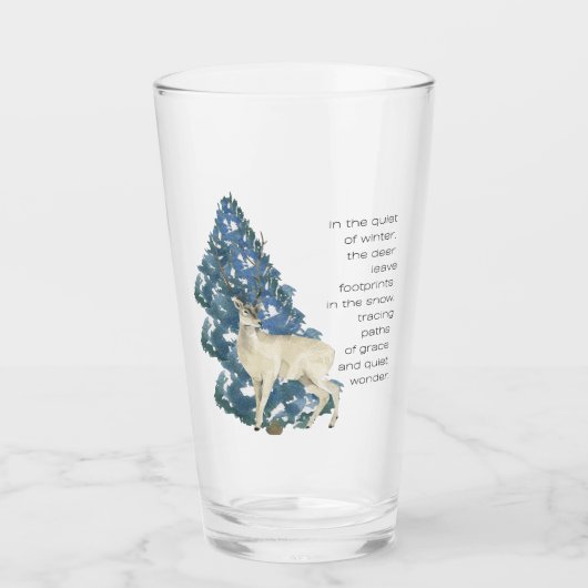 Herten laten voetafdrukken achter in de sneeuw glas (Voorkant)