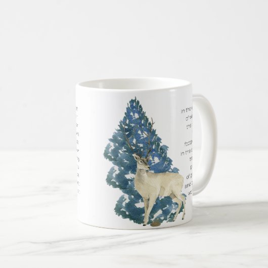 Herten laten voetafdrukken achter in de sneeuw koffiemok (Voorkant rechts)