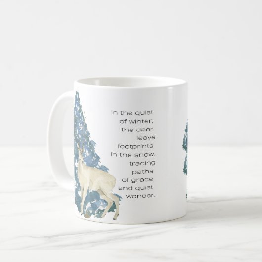 Herten laten voetafdrukken achter in de sneeuw koffiemok (Voorkant links)