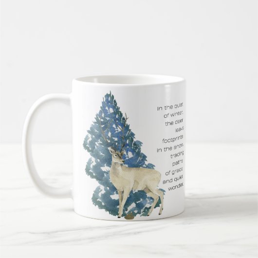 Herten laten voetafdrukken achter in de sneeuw koffiemok (Links)