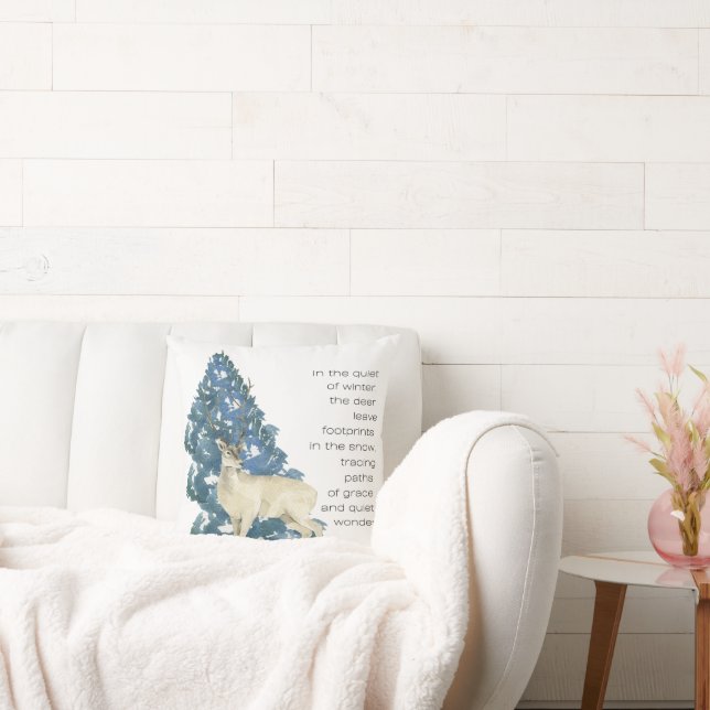 Herten laten voetafdrukken achter in de sneeuw kussen (Bank)