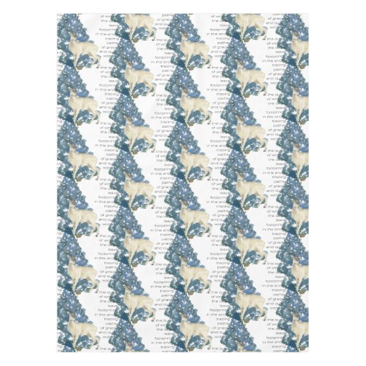 Herten laten voetafdrukken achter in de sneeuw tafelkleed (Voorkant)