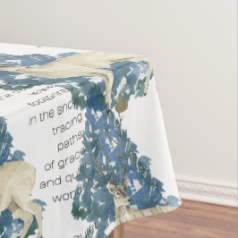 Herten laten voetafdrukken achter in de sneeuw tafelkleed