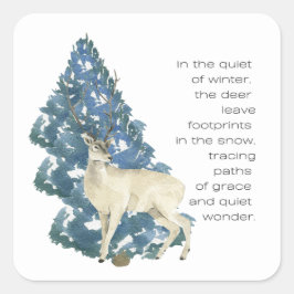 Herten laten voetafdrukken achter in de sneeuw vierkante sticker