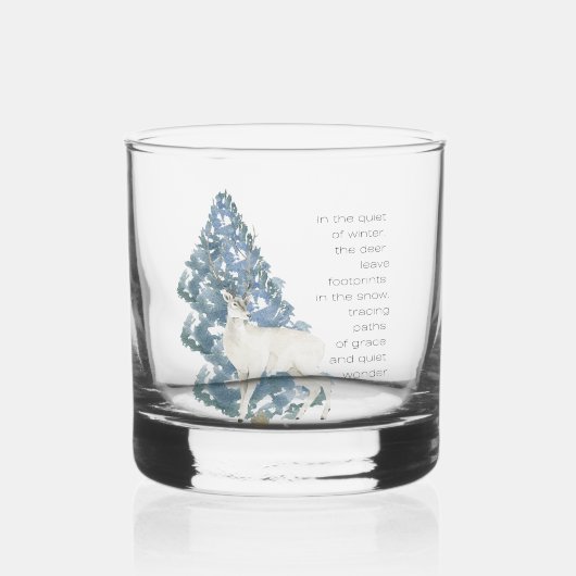 Herten laten voetafdrukken achter in de sneeuw whisky glas (Voorkant)