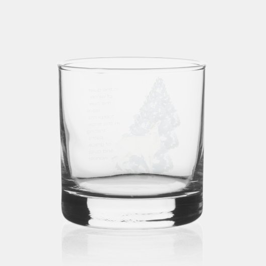Herten laten voetafdrukken achter in de sneeuw whisky glas (Achterkant)