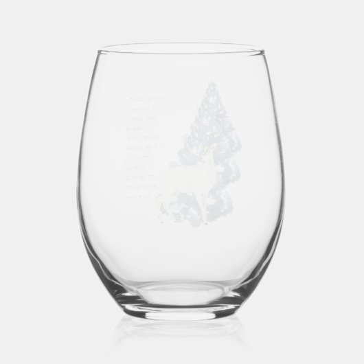 Herten laten voetafdrukken achter in de sneeuw wijnglas zonder voet (Achterkant)