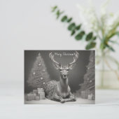 Herten leggen bomen en cadeaus achtergrond briefkaart (Staand voorkant)