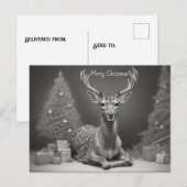 Herten leggen bomen en cadeaus achtergrond briefkaart (Voorkant / Achterkant)