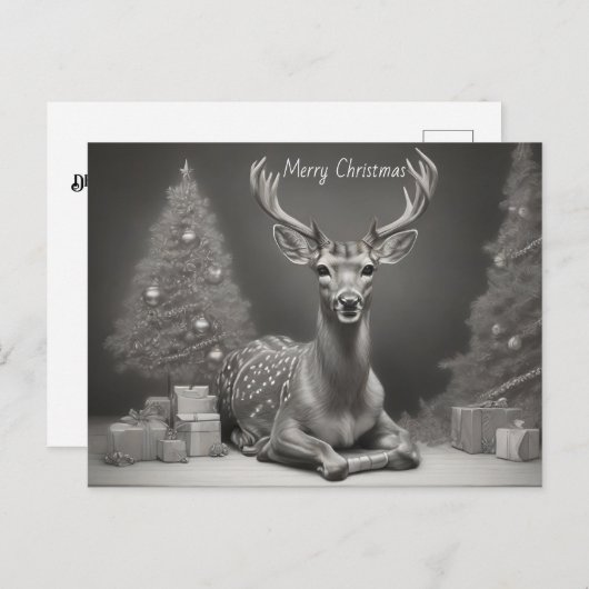 Herten leggen bomen en cadeaus achtergrond briefkaart (Voorkant / Achterkant)