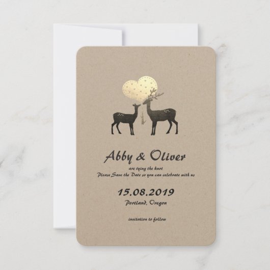 Herten Liefde Woodland Herten Save The Date (Voorkant)