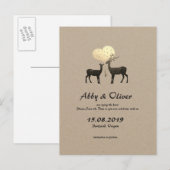 Herten Liefde Woodland Herten Save The Date Aankondigingskaart (Voorkant / Achterkant)