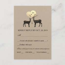 Herten Liefde Woodland Winter Herfst Bruiloft RSVP Kaartje