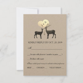 Herten Liefde Woodland Winter Herfst Bruiloft RSVP Kaartje