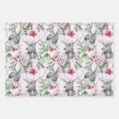 Herten luipaard grijs roze zwart pioenrozen bloemi inpakpapier vel (Voorkant 3)