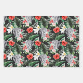 Herten luipaard grijs roze zwart pioenrozen bloemi inpakpapier vel (Voorkant 2)