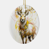 Herten met bloemenhalsloos Fantasy stijl in roze Keramisch Ornament (Rechts)