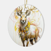 Herten met bloemenhalsloos Fantasy stijl in roze Keramisch Ornament (Links)