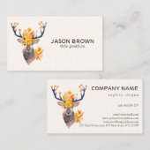 Herten met bloemenhoorns visitekaartje (Voorkant / Achterkant)