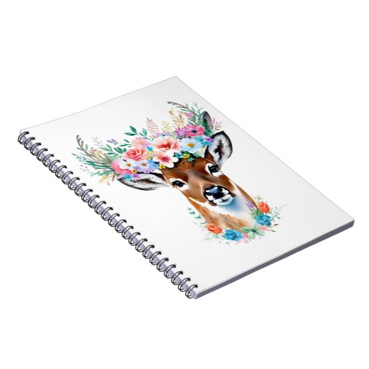 Herten met bloemenkroon - grillige Natuur Notitieboek (Rechterzijde)