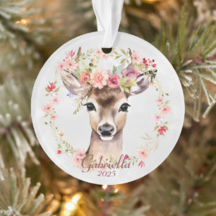 Herten met bloemkroon ornament