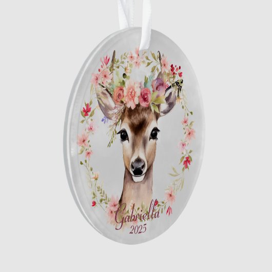 Herten met bloemkroon ornament (voorkant)