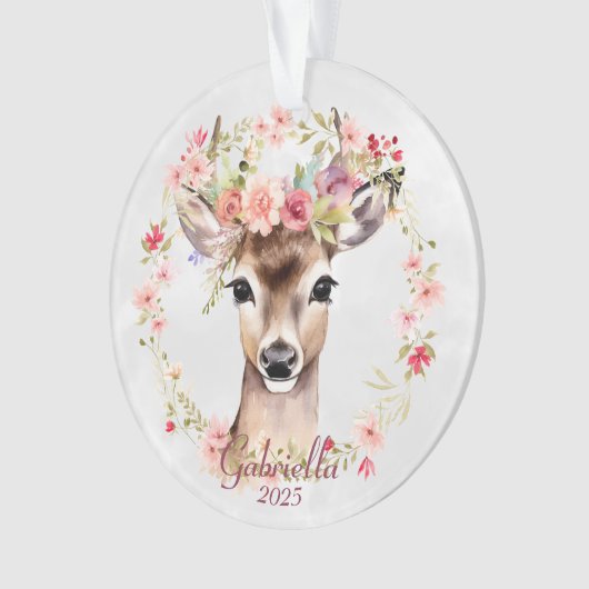 Herten met bloemkroon ornament (voorkant)