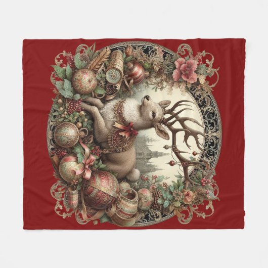 Herten met decoratie fleece deken (Voorkant (Horizontaal))