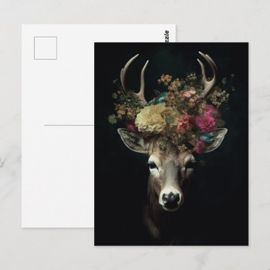  herten met een bloemenkroon briefkaart (Voorkant / Achterkant)