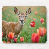 Herten met een rode tulp muismat (Voorkant)