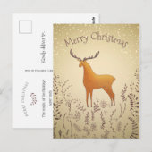 Herten met gebladerte en sneeuwvlok kerst briefkaa briefkaart (Voorkant / Achterkant)