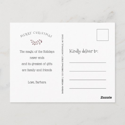 Herten met gebladerte en sneeuwvlok kerst briefkaa briefkaart (Achterkant)