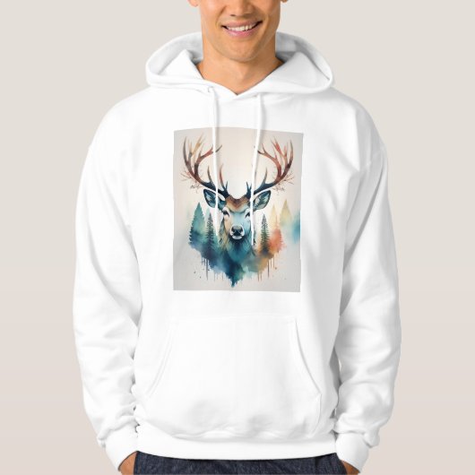 Herten met gewei en bos hoodie (Voorkant)