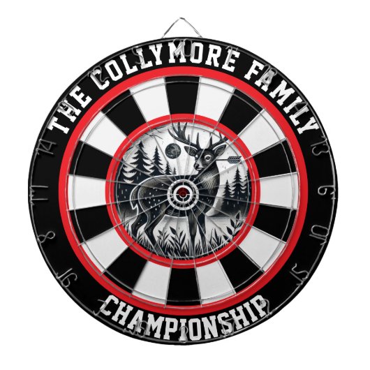 Herten met gewei in Bullseye Dartbord (Voorkant)