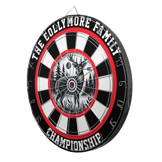 Herten met gewei in Bullseye Dartbord (Voorkant Rechts)