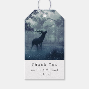 Herten met gewei in een bos - bruiloft Dank u Cadeaulabel