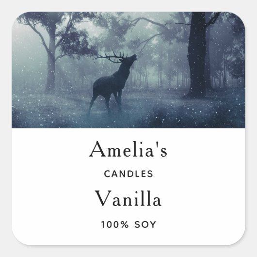 Herten met gewei in een bos - Kaarsenhandel Vierkante Sticker (Voorkant)