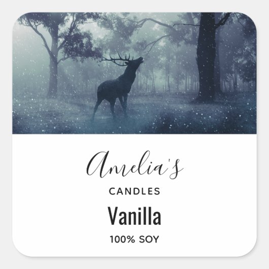 Herten met gewei in een bos - Kaarsenhandel Vierkante Sticker (Voorkant)