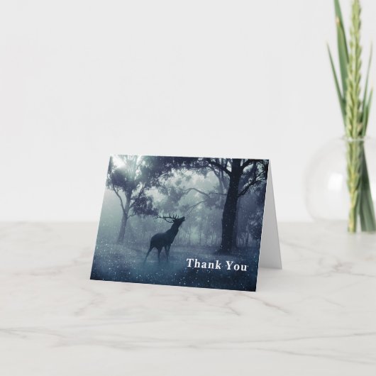 Herten met gewei in een schaduwrijk bos bedankkaart (Voorkant)